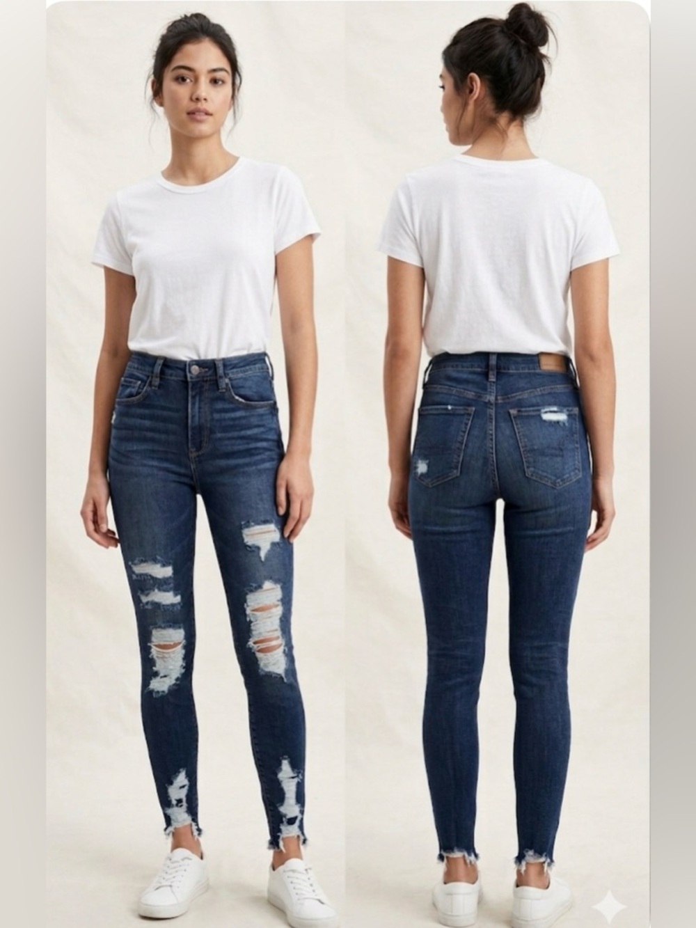 American Eagle Hi-Rise Distressed Jeggings Denim Jeans  – Size 4